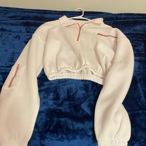 Pink and white oversized front zip sweat
